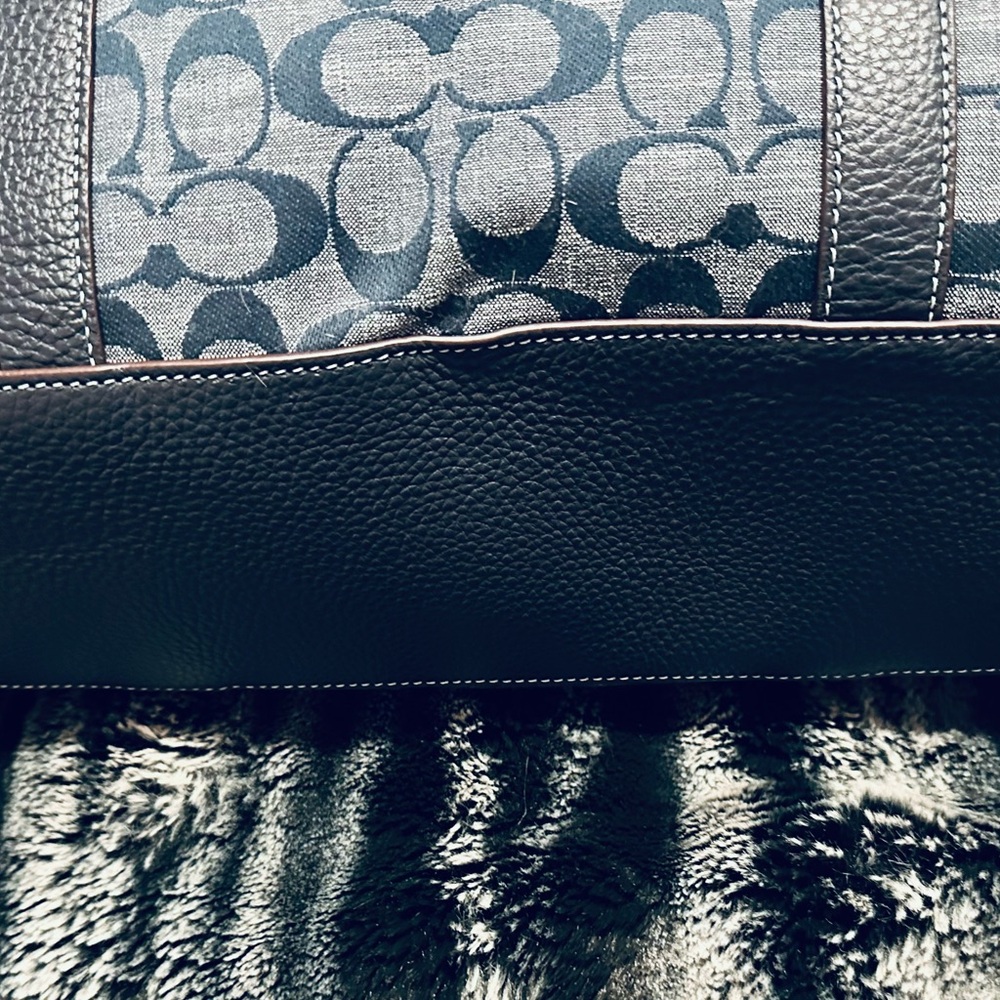 Coach Navy Signature Canvas Tote with Dark Trim - Picture 4 of 5